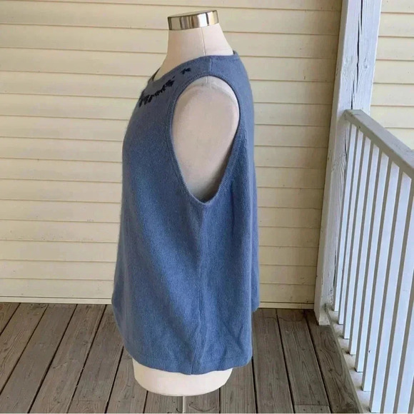 Fashion Bug Angora Rabbit Hair Blend Sweater Blue Embroidered Plus Size 18 20 - Picture 4 of 7